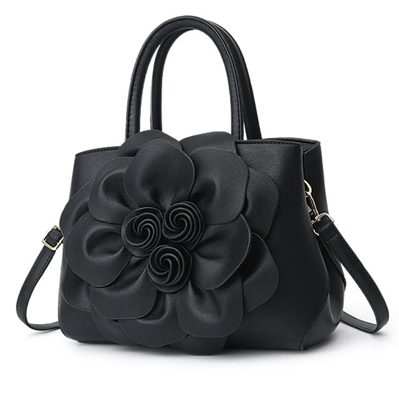 Bolsa Tote Feminina de Couro Impermeável - Florata [037] - Bolsa Tote Feminina de Couro Impermeável - Florata Miazzi Preto 