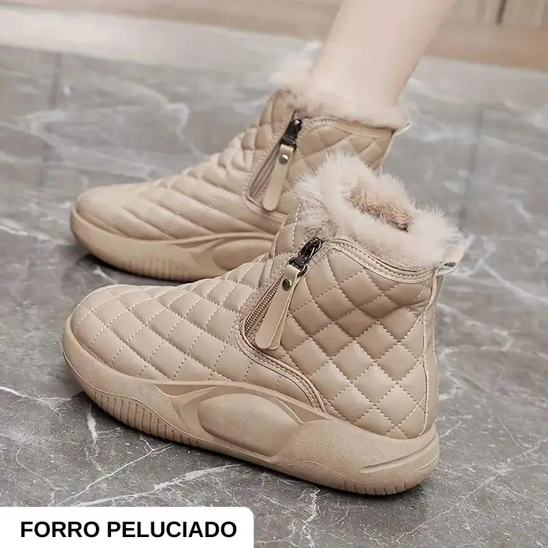 Bota Feminina Cano Curto Peluciada Impermeável [036] - Bota Feminina Cano Curto Peluciada Impermeável Miazzi 