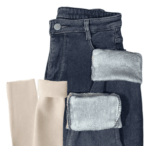 Calça Jeans Feminina com Elastano Peluciada + Meia Térmica [044] - Calça Jeans Feminina com Elastano Peluciada + Meia Térmica Miazzi 