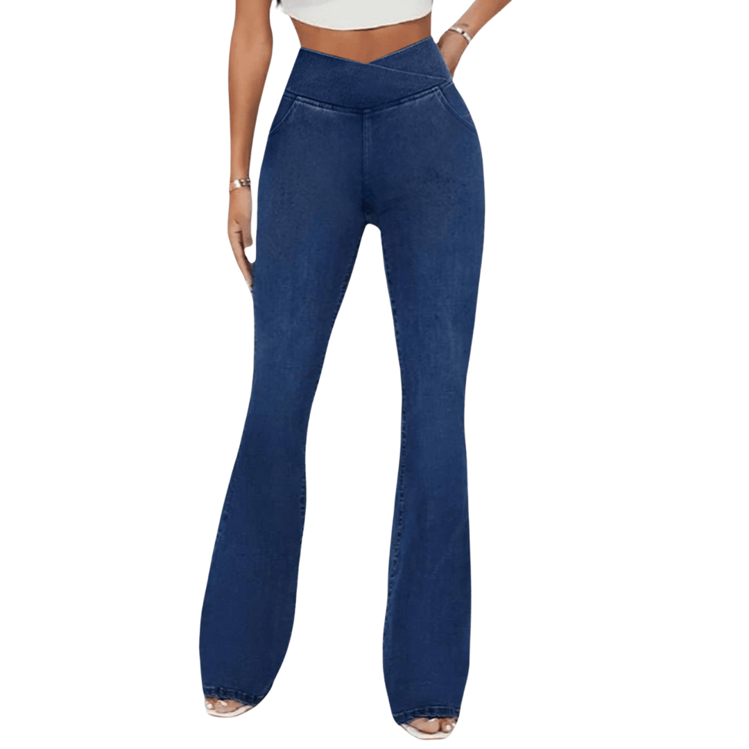 Calça Jeans Feminina de Cintura Alta Cruzada [CALÇA EFEITO BARRIGA CHAPADA] [057] - Calça Jeans Feminina de Cintura Alta Cruzada [CALÇA EFEITO BARRIGA CHAPADA] Miazzi 