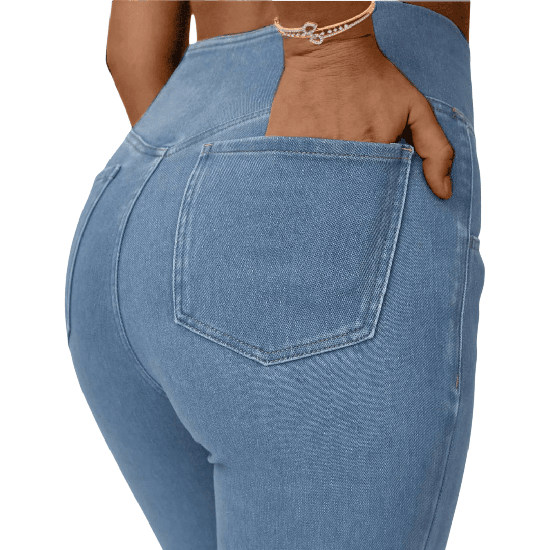 Calça Jeans Feminina de Cintura Alta Cruzada [CALÇA EFEITO BARRIGA CHAPADA] [057] - Calça Jeans Feminina de Cintura Alta Cruzada [CALÇA EFEITO BARRIGA CHAPADA] Miazzi 