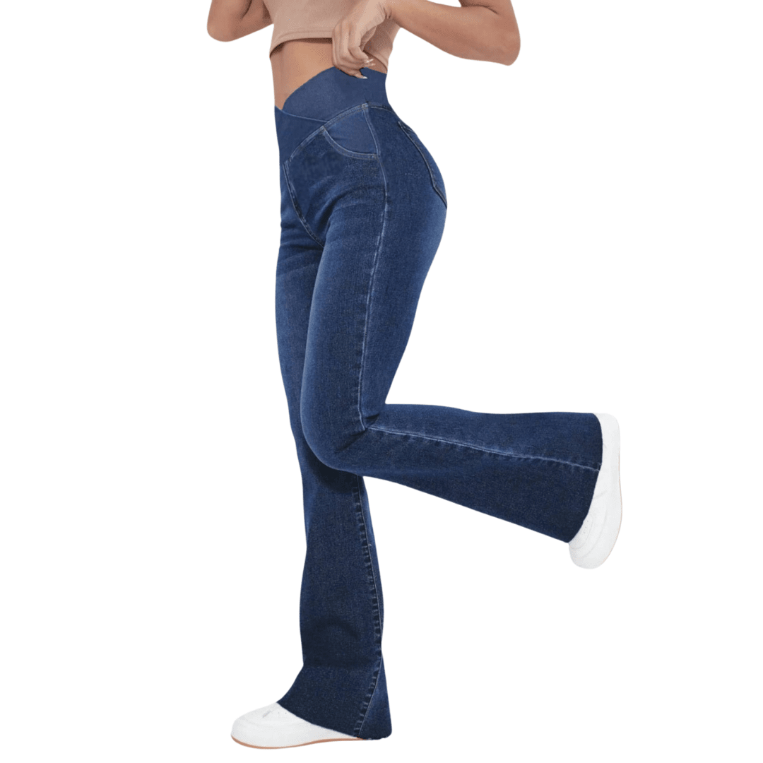 Calça Jeans Feminina de Cintura Alta Cruzada [CALÇA EFEITO BARRIGA CHAPADA] [057] - Calça Jeans Feminina de Cintura Alta Cruzada [CALÇA EFEITO BARRIGA CHAPADA] Miazzi 