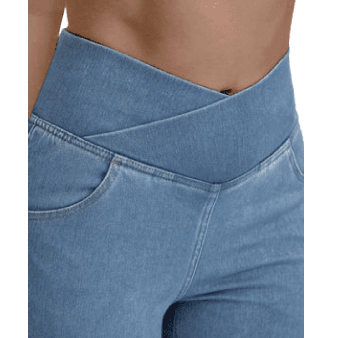 Calça Jeans Feminina de Cintura Alta Cruzada [CALÇA EFEITO BARRIGA CHAPADA] [057] - Calça Jeans Feminina de Cintura Alta Cruzada [CALÇA EFEITO BARRIGA CHAPADA] Miazzi 