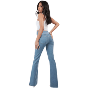 Calça Jeans Feminina de Cintura Alta Cruzada [CALÇA EFEITO BARRIGA CHAPADA] [057] - Calça Jeans Feminina de Cintura Alta Cruzada [CALÇA EFEITO BARRIGA CHAPADA] Miazzi 