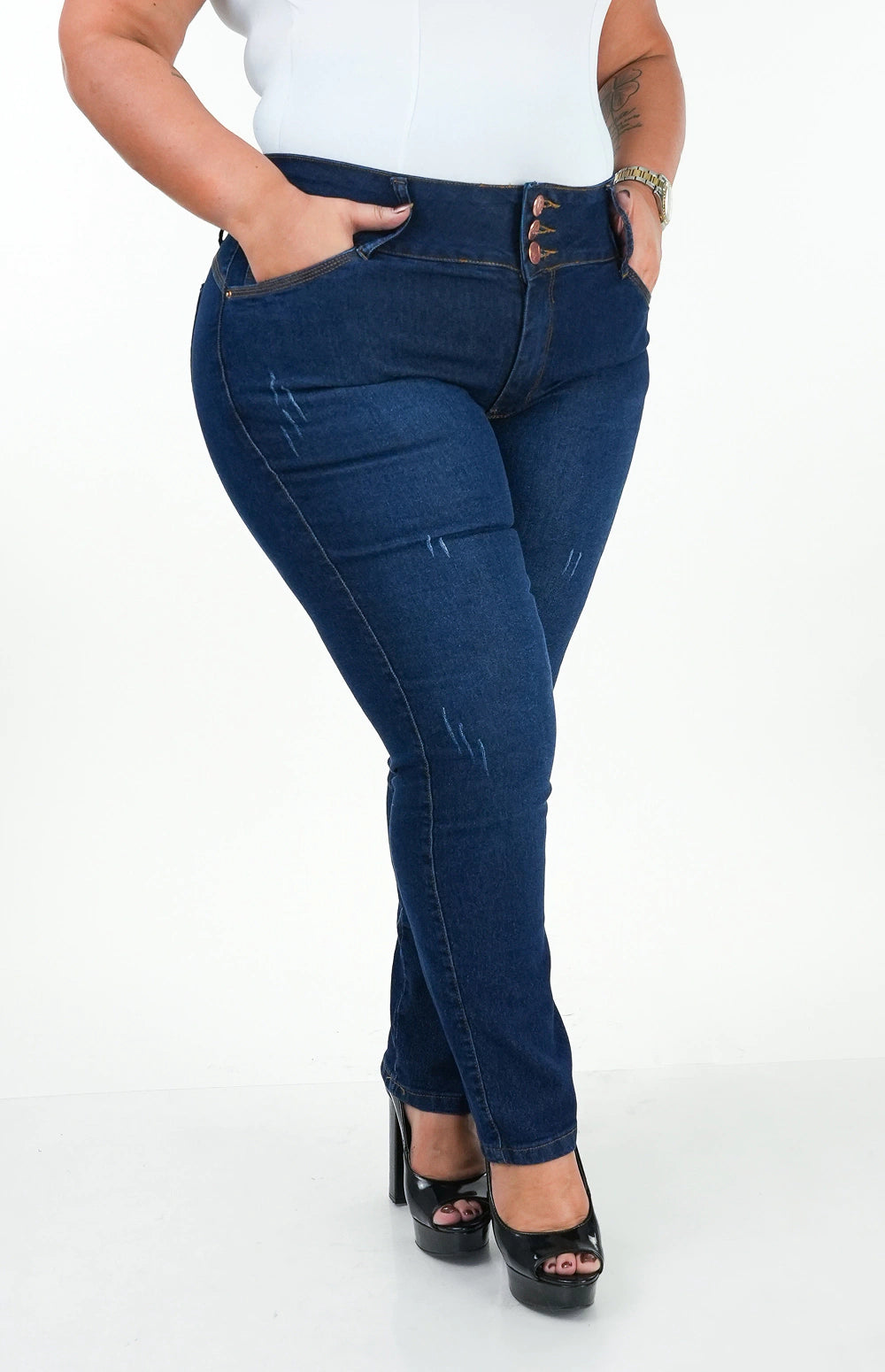 Calça Jeans Feminina - Reta Chapa Barriga [094] - Calça Jeans Feminina - Reta Chapa Barriga Miazzi 