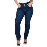 Calça Jeans Feminina - Reta Chapa Barriga [094] - Calça Jeans Feminina - Reta Chapa Barriga Miazzi Jeans Escuro 36 