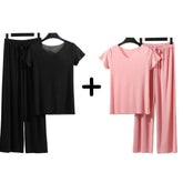 Compre 1 Leve 2 Conjunto Feminino Verão Conforto [020] -Compre 1 Leve 2 Conjunto Feminino Verão Conforto Miazzi Preto + Rosa PP (40-50kg) 