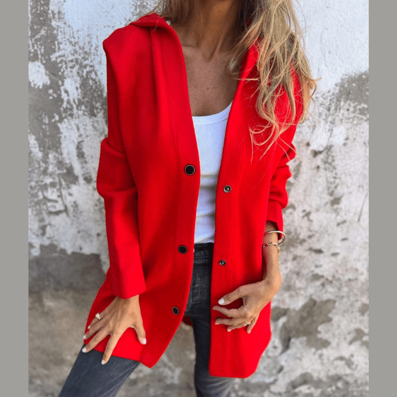 Jaqueta Casual Feminina com Capuz [080] - Jaqueta Casual Feminina com Capuz Miazzi Vermelho GG 