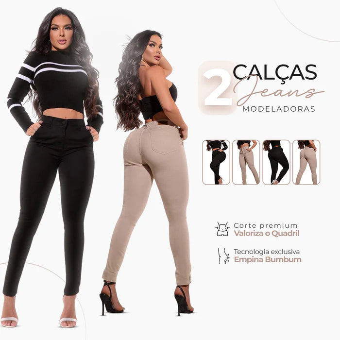 Kit 2 Calças Jeans Ultra Modeladoras - A Escolha das Famosas [012] - Kit 2 Calças Jeans Ultra Modeladoras - A Escolha das Famosas Miazzi 