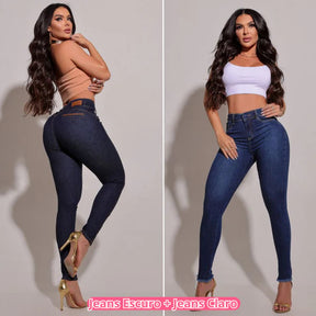 Kit 2 Calças Lipo Bumbum - O Segredo das Celebridades [013] - Kit 2 Calças Lipo Bumbum - O Segredo das Celebridades Miazzi Jeans Escuro + Jeans Claro 36 