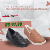 Mule Feminino Ortopédica Peluciada Modare | Últimas 30 Unidades Disponíveis [046] - Mule Ortopédica Peluciada Modare | Últimas 30 Unidades Disponíveis Miazzi Preto + Bege 35 